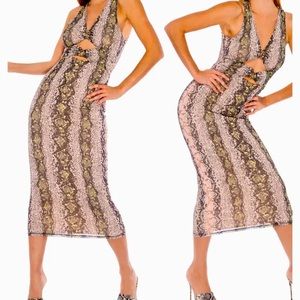 AFRM Snake Print Power Mesh Dress S